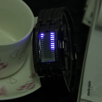 Ceas de lux Iubitorii de Barbati Femei din Oțel Inoxidabil Albastru Binar Luminos LED Afișaj Electronic Ceasuri Sport Ceasuri pentru Femei de Moda