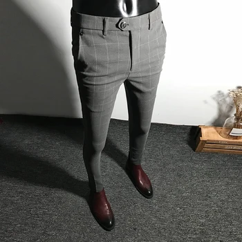 Toamna noua carouri pantaloni casual barbati Slim versiunea coreeană de la picioare pantaloni Anglia versatil stramte pantaloni pentru bărbați tren