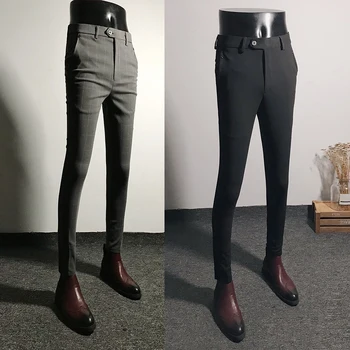 Toamna noua carouri pantaloni casual barbati Slim versiunea coreeană de la picioare pantaloni Anglia versatil stramte pantaloni pentru bărbați tren