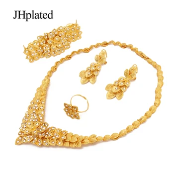 Dubai culoare de aur de 24K seturi de bijuterii pentru femei, cadouri de nunta din Africa de Logodna inel colier cercei bratara set bijuterii set