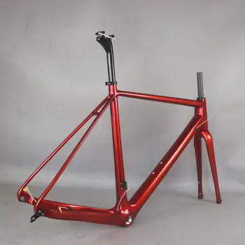 Cele mai noi Pietriș Bicicleta Pentru Toray Plin Fibra de Carbon Pietriș Cadru de Biciclete GR029 Bicicleta Metalic de culoare roșie