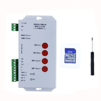 T-1000 Controller LED Full Color Programabile Pixel Controller Card SD Controler pentru WS2811 2801 2812 cu 256 MB Card SD A30