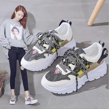 Harajuku de Colorat Femei Adidași 2020 Noua Moda Respirabil Femei Indesata Pantofi Formatori Stil de Stradă Încălțăminte Plus size36-42