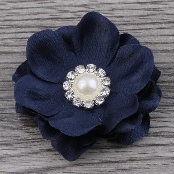 30pcs/lot 4.6 cm 8colors Mini Simțit Artificiale Tesatura Flori False+Stras Pearl Pentru Decor Nunta DIY Coroană de flori Decorative