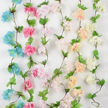 230cm Mătase Sakura Cherry Blossom Ghirlanda de Flori Artificiale Rattan de Viță de vie Pentru Nunta Arc Petrecerea de Ziua Agățat Decor DIY Coroană de flori