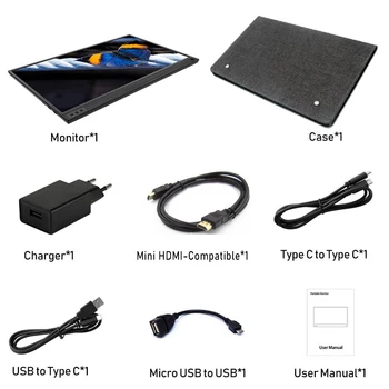 ZEUSLAP Portabil lcd monitor hd de 15.6 usb de tip c compatibil HDMI pentru laptop,telefon,xbox,comutator și ps4 portabil lcd monitor de gaming