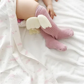 0-4Y din Bumbac pentru Copii Baieti Fete Drăguț Genunchi Șosete Mari 3D Angel Copii Copilul Bomboane de Culoare Moale, Cald, Șosete Copii Încălzit de Picior