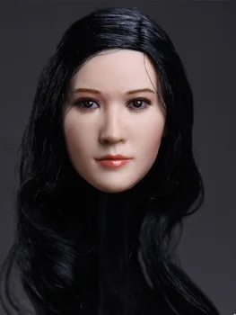 Cap de femeie Sculptură Sculpta 1/6 Păr Negru de Frumusete din Asia Fata de 12