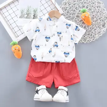 NOUĂ Copii Haine de Vară Copilul Băieți Fete Printe Masini Rever Tricou, pantaloni Scurți 2 buc/set copilul Copilul de Îmbrăcăminte pentru Sugari Îmbrăcăminte Set