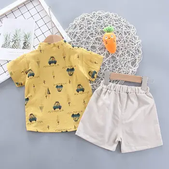 NOUĂ Copii Haine de Vară Copilul Băieți Fete Printe Masini Rever Tricou, pantaloni Scurți 2 buc/set copilul Copilul de Îmbrăcăminte pentru Sugari Îmbrăcăminte Set