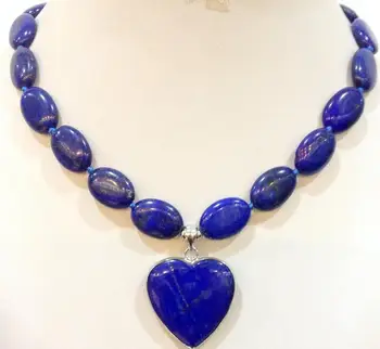 Fierbinte de vânzare>@@ Noi naturala lapis lazuli inima pandantiv colier 18inch
