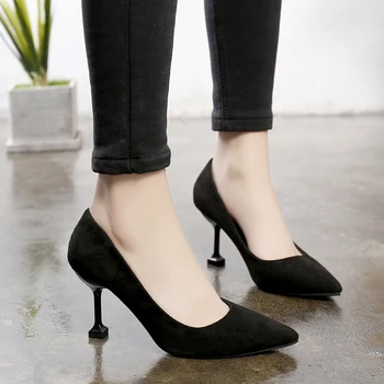 Femei Drăguț De Birou De Înaltă Calitate Pantofi Cu Toc Doamna Casual Confortabil Tocuri Sex Feminin Clasic Pantofi Negri Zapatos G5349