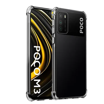 360° Acoperire Completă, Poco M3 Caz Pahar Ecran Protector de Film aparat de Fotografiat Airbag Capac + Tempered Glass pentru Xiaomi Poco X3 NFC Caz M 3