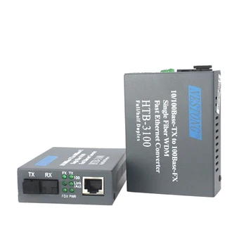 1 pereche HTB-3100AB-25KM/B 100Mbps SC port fiber media converter modul single singură fibră 25KM