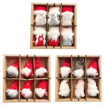 6 Pack Gnome Crăciun Jucării de Pluș Agățat Decoratiuni pentru Pomul de Crăciun Acasă Partid Ornamente copii Cadou de Crăciun