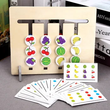 Montessori Jucărie, Culori și Fructe Dublă față-Verso de Potrivire Joc de Raționament Logic de Formare Educative pentru Copii Jucarii pentru Copii jucarii din Lemn