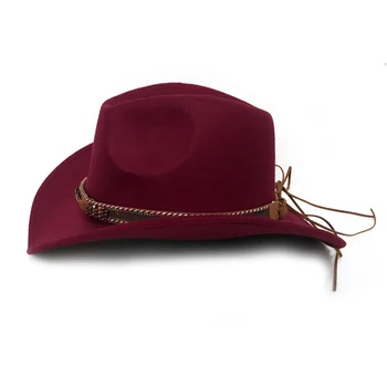 YY Stil Cowboy Pălărie de Fetru pentru Femei Barbati Iarna Cald Trilby Capac Sălbatice Refuz Frunze Panglică de Jazz Cap Toca Sombrero Capac FD19014