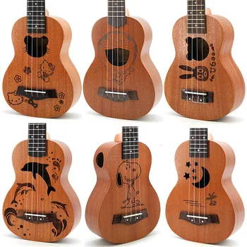 21 inch mahon înalte de sex feminin de desene animate chitara ukulele Sapele lemn de trandafir cu 4 corzi chitara Hawaiian instrument