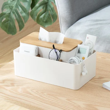 În stil European Multifunctional din lemn țesut cutie dreptunghiulara din lemn masiv de țesut cutie depozitare desktop multi-sertar tava
