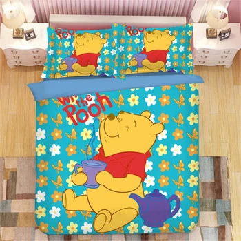 Disney winnie the pooh set de lenjerie de pat queen-size pilotă pentru copii pat dublu răspândit textile acasă 3-4buc decorare dormitor