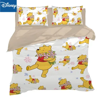 Disney winnie the pooh set de lenjerie de pat queen-size pilotă pentru copii pat dublu răspândit textile acasă 3-4buc decorare dormitor