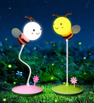 USB de Încărcare Lampă de Noapte Atingere de Desene animate Drăguț de Albine Luminile de Noapte de Reglaj Lectură Lampă de Masă pentru Copii Noptiera Camera Copilului Sugar Cadou