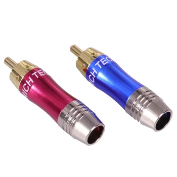 10pairs/20buc RCA Conector de Sârmă de sex masculin Plug placat cu aur adaptor audio blue&red coadă difuzor mufă pentru Cablu 8MM