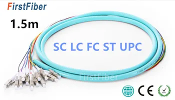 1,5 m 12 Fibre Pigtail LC SC FC UPC Multimode 50/125 OM3 Grămadă 12 core Fibra Optica Coadă - 0.9 mm manta de PVC