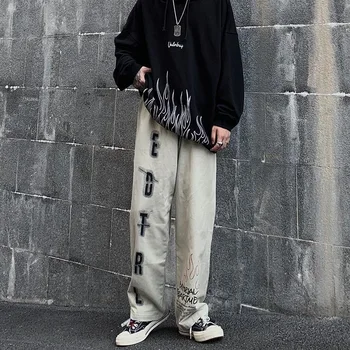 HOUZHOU Gotic Harajuku Pantaloni Femei Emo Japoneză Streetwear Femei Pantaloni Indie Estetice Goth Pantaloni cu Print Hip-Hop a anilor 2000