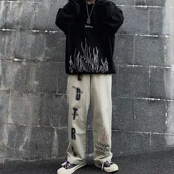 HOUZHOU Gotic Harajuku Pantaloni Femei Emo Japoneză Streetwear Femei Pantaloni Indie Estetice Goth Pantaloni cu Print Hip-Hop a anilor 2000