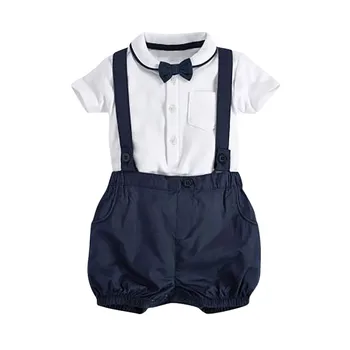 NOUA Moda Set pentru Copil 0-24M Toddler Boys Domn Papion Solide T-Shirt, Blaturi+Curea Solidă pantaloni Scurți Drăguț Salopeta Costum de Haine