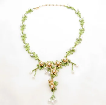 CSxjd Nou design Imitație pearl floare de Portocal Retro colier lanț pulover Femei Colier Elegant