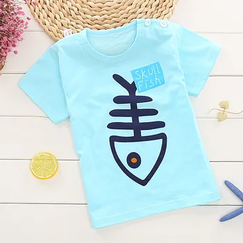 2020 Bumbac Copii T-shirt Desene animate Os de Pește Imprimate T-shirt Pentru Fete/Baieti Copii Tricou Topuri Sleepwear Seară