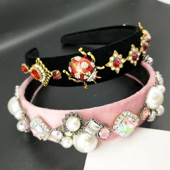 Baroc Gărgăriță Miraculoase Bentita Perla Coroanei Crystal Headband Diademe Și Coroane De Cap Accesorii Femei Podoabe