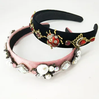Baroc Gărgăriță Miraculoase Bentita Perla Coroanei Crystal Headband Diademe Și Coroane De Cap Accesorii Femei Podoabe