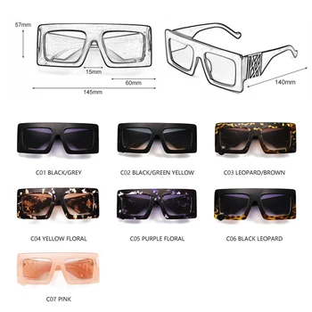 Retro Gros Cadru Supradimensionat ochelari de Soare Patrati Femei Doamnelor Designer de Brand Gradient de Lentile de Ochelari de Soare Pentru Barbati Oculos UV400