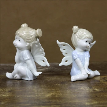 Porțelan Fluture Zână Figura Ceramice Desktop Sprite Fata In Miniatura Personaj De Animație De Artizanat Ornament Decor Accesorii