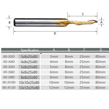 3/4/5/6/8/10/12 MM Titan frezei CNC Gravura Router Biți HSS M2 Singur Flaut Spirală de freze pentru Aluminiu
