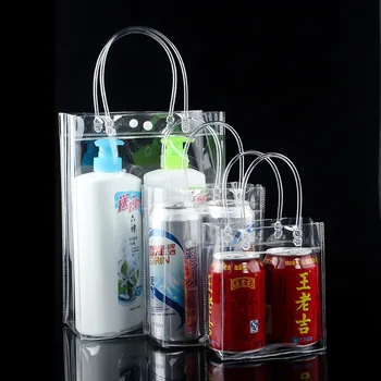 10buc PVC plastic pungi de cadouri cu maner din plastic vin de ambalare saci de clar geantă de mână de favoruri de partid sac de Moda PP Saci Cu Buton