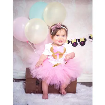 Personaliza Minnies Mouse-ul prințesă ziua de nastere primul copil bodysuit onepiece Rochie Tutu romper Tinuta Set baby shower favoruri de partid
