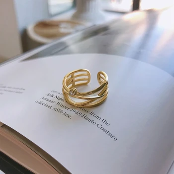Silvology Argint 925 Multi-strat, Linie de Inele pentru Femei Zircon Singur Elegant Linie de Design Inele de Lux 925 De Bijuterii de Aur