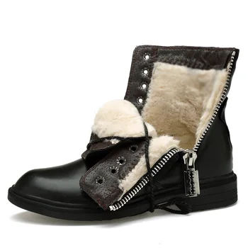 Genuine piele Cizme de Iarna Manual de Vacă din Piele Barbati Cizme dimensiune 36-47 Blana de Pluș din Piele Glezna cizme de Zapada pentru barbati pantofi de iarna