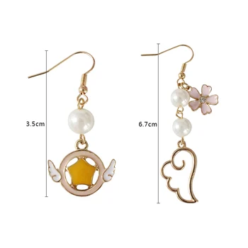 10 perechi / lot moda bijuterii accesorii de metal email aripă de înger stea inima Card Captor Sakura cercel