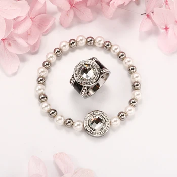 De lux, Bijuterii din Oțel Inoxidabil Brățară Inel de Două Seturi pentru Mireasa Femei Fete Petrecere de Nunta de Cristal Pearl Set de Bijuterii Cadou