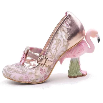 2020 Dulce Bling gol afară de Pompe Paiete Broderie Flamingo Ciudat Tocuri Papion, Pantofi de Nunta Petrecere Sexy, Pantofi cu Toc inalt