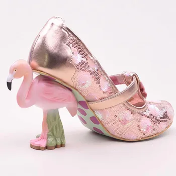 2020 Dulce Bling gol afară de Pompe Paiete Broderie Flamingo Ciudat Tocuri Papion, Pantofi de Nunta Petrecere Sexy, Pantofi cu Toc inalt
