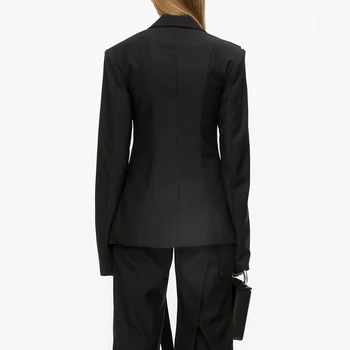 VGH Neregulate Mozaic Sequin Blazer Pentru Femei Dintata Casual cu Maneci Lungi Negru OL Jachete de Moda de sex Feminin Haine Noi 2020