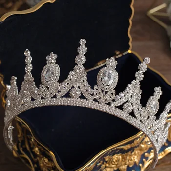HIMSTORY Printesa Coroana Cubi Zinconia Pietre Tiara cu Bandă de Păr Bijuterii Femei, Accesorii de Par Mireasa, Diademe, Coroane