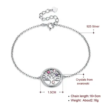 Pomul Vieții Bratara Cu Cristale Swarovski De La Pentru Femei Elegante De Argint 925 Link-Ul Lanț, Brățări Accesorii Bijuterii Nunta