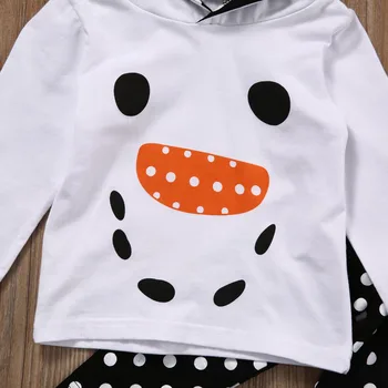 Pudcoco Crăciun Copil Copil Copil Fata Om De Zăpadă Topuri Hanorac + Dot Pantaloni De Costum Set Haine